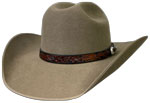 110 Cattleman style natural beaver hat with 3/4 inch Tapered 1/4 inch Ranger style 2 tone