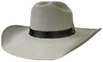 111 Cattleman silverbelly color hat with pencil roll and Carbon Fiber hatband. 1 3/4 checkered flag with antique finish at side of hat