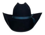 167 Top Hand black hat with Peacock Ribbon and SK 1 inch Square Concho hatband