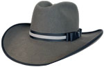 169 Santa Fe Special style granite color hat with Black Ribbon and 3 Gunmetal Double Bow