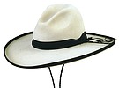 166 Gus Gunfighter style Bone color hat with Black leather hatband , Western Loop and long leather tails