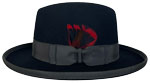 225F 20X Pure Beaver Homburg style hat with Cigar Pencil Roll and Double Bow with black lacing