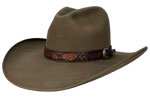 275 ROCKING BAR pecan color hat with SK 14K antique SS with gold flower and rubies hatband