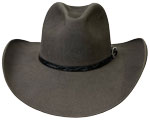 345 Pinched WESTERN FEDORA charcoal color hat with Black 1/2 inch tooled and 1/2 inch Susan buckle set