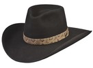 77B Cow Tycoon style black hat with 1" Rattlesnake w/ 1" oval ant. concho hatband