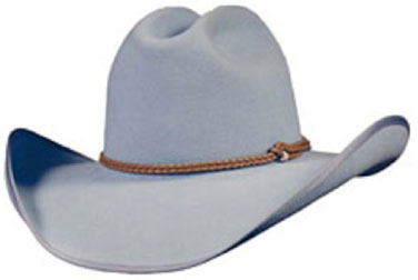 silver hat with braded hatband