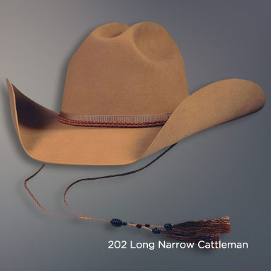 202 Long Narrow Cattleman style hat