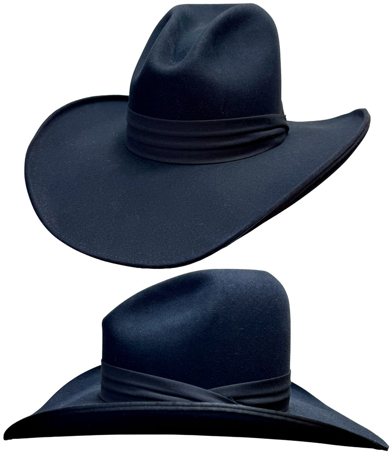 2 Tom Horn black hat with black purgee hatband