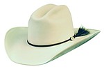 121a Cattleman style bone color hat with KH West loop with sterling silver concho hatband