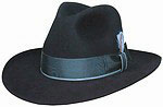 140 Western Fedora style black hat with black ribbon