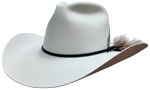 235 DIAMOND JIM Crystal Mist color hat with KH Western Loop Black with dark mix HH hatband and SK engraved silver feather