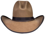 290 Drifter - Tom Horn Camel color hat with Charcoal brown ribbon and Lattigo lacing with hand-tied elk teeth. Randi liner.