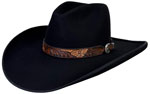 306 Rocking Bar Black color hat with tooled leather hatband