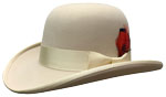 58 Derby style bone color hat with Suntone ribbon and feather and Randi girl liner